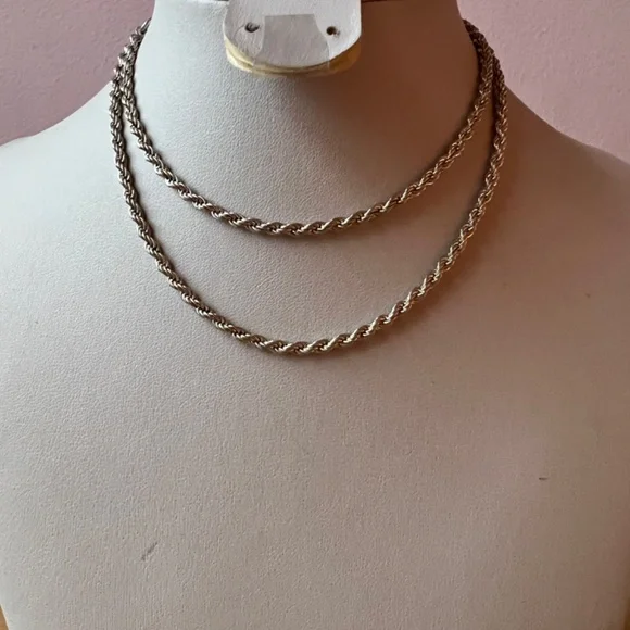 LONG SOLID ROPE CHAIN NECKLACE 925 STERLING SILVER THICK, HEAVY, WELL MADE 23
